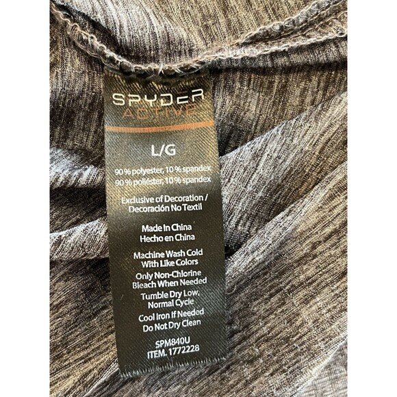 Spyder Shirt Men's Stretch Moisture Wicking Size Large Gray Zip Long Sleeve - Picture 8 of 9